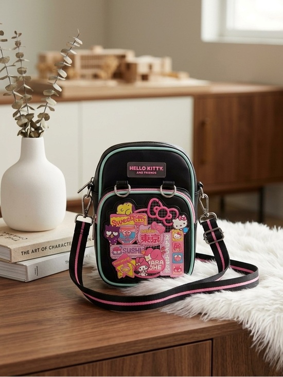 Hello Kitty Handbags - Hello Kitty Black Bag with Pink & Aqua Accents